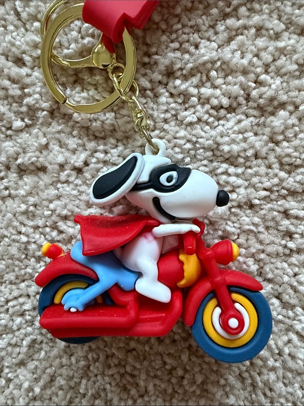Snoopy Red Motorcycle Dog Keychain. Adorable